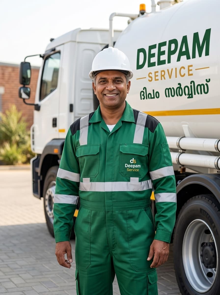 Deepam Cleaning Service certified operator in professional safety uniform